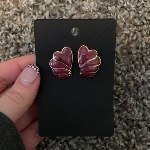Elegant Gold and Purple Heart Earrings